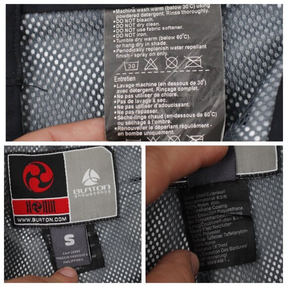 VTG Burton Ronin ski Pants Mens Small Snowboard Waterproof Nylon Insulated black - Picture 16 of 16